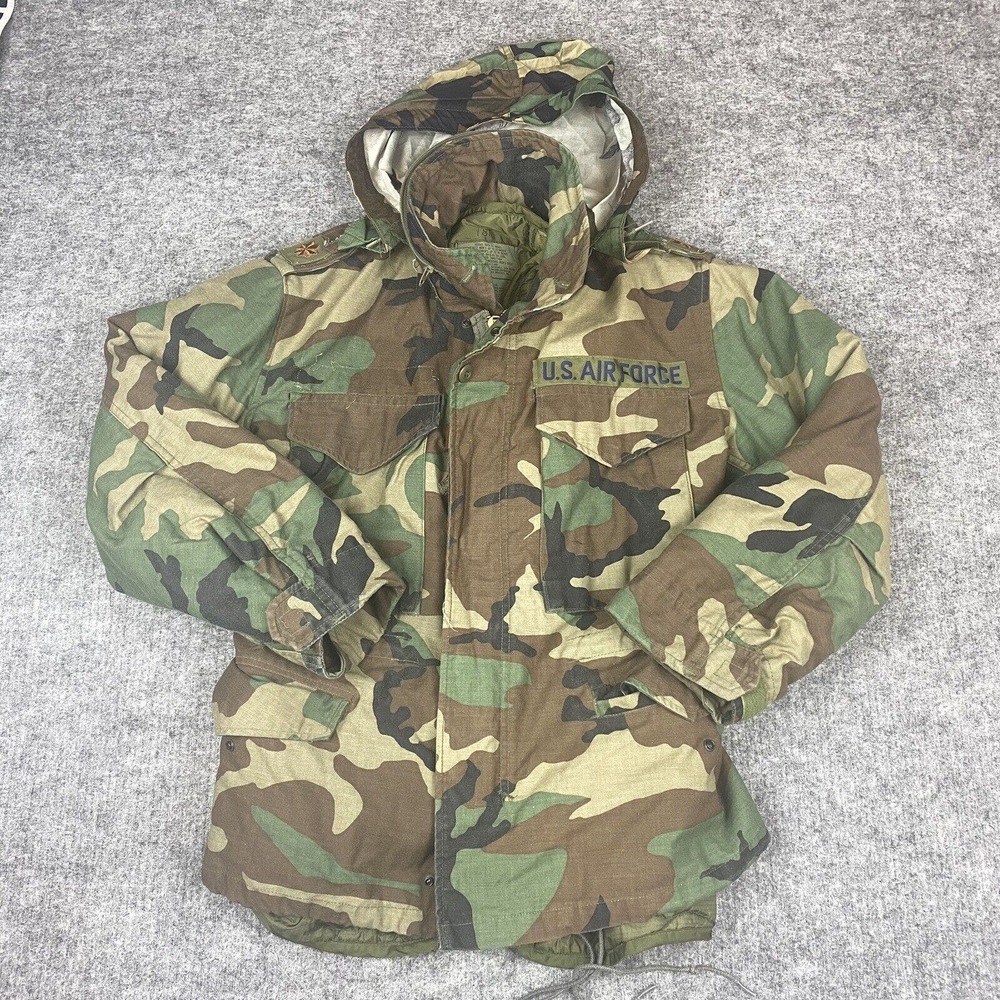 Vtg M65 Field Jacket W/ Liner XS Cold Weather USGI BDU Woodland Camo MAJ